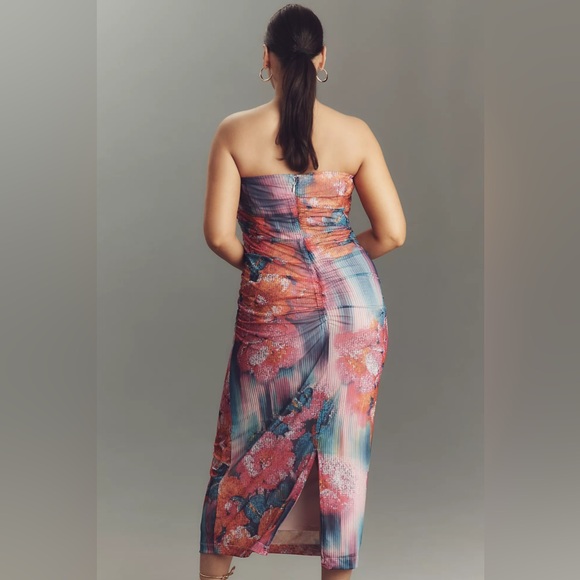 Anthropology Slim Strapless Ruched Mesh Dress - Picture 5 of 10